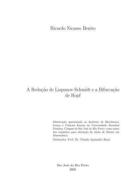 Ricardo Nicasso Benito A Reduç˜ao de Liapunov-Schmidt ... - Unesp