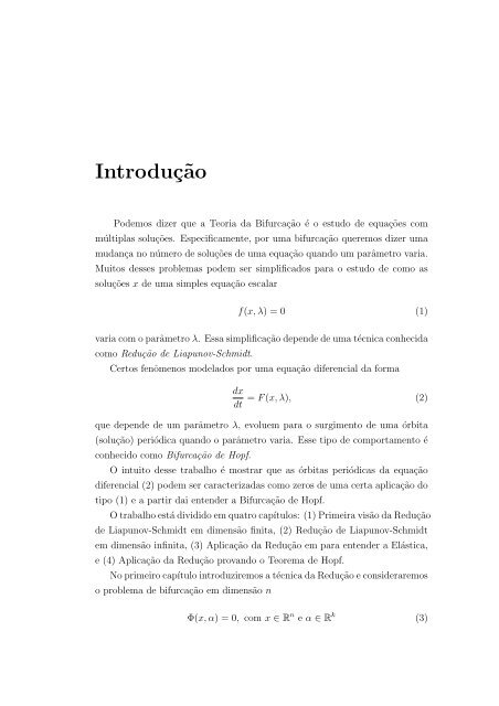 Ricardo Nicasso Benito A Reduç˜ao de Liapunov-Schmidt ... - Unesp