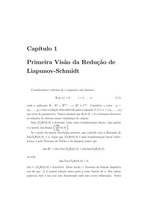 Ricardo Nicasso Benito A Reduç˜ao de Liapunov-Schmidt ... - Unesp