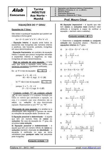 Equações do 1º Grau - ALUB