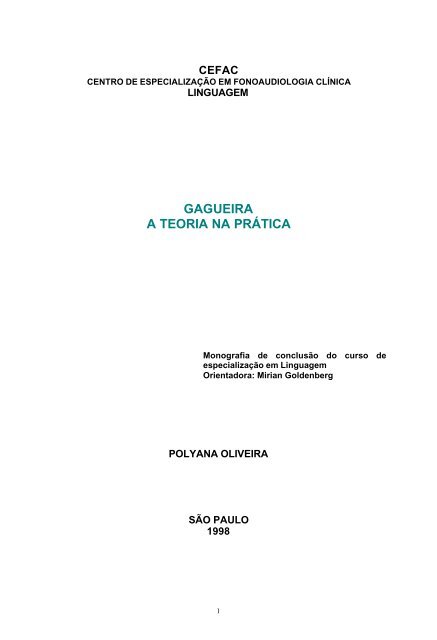 GAGUEIRA A TEORIA NA PRÁTICA - CEFAC