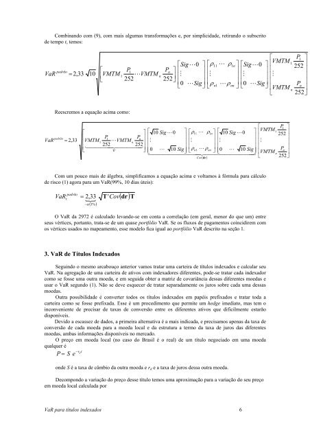 Cálculo do VaR para Títulos de Renda Fixa