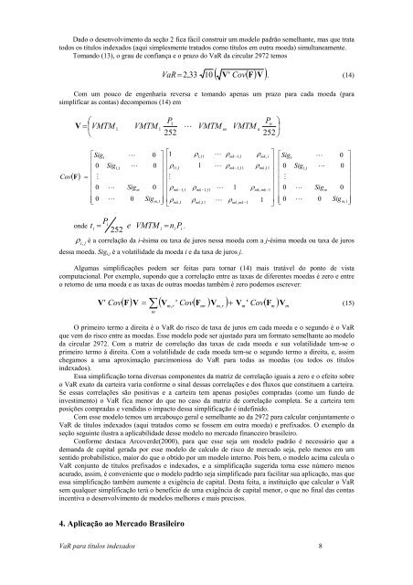 Cálculo do VaR para Títulos de Renda Fixa