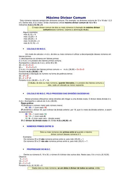 Máximo Divisor Comum