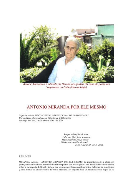 ANTONIO MIRANDA POR ELE MESMO