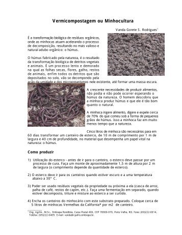 Vermicompostagem ou Minhocultura - Almanaque do Campo