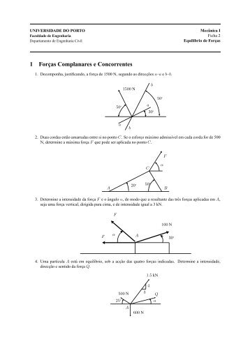 1 Forças Complanares e Concorrentes - Faculdade de Engenharia ...