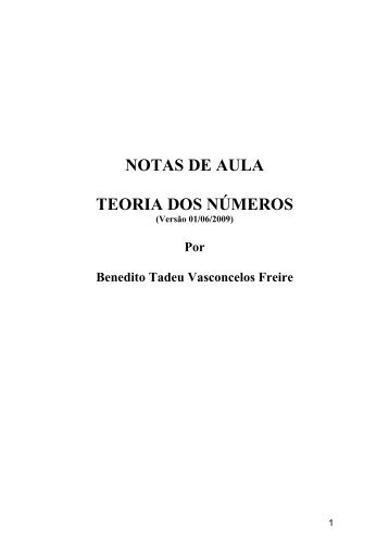 NOTAS DE AULA TEORIA DOS NÚMEROS
