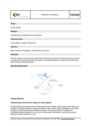 RESPOSTA TÉCNICA Título Fossa séptica Resumo ... - jmcprl