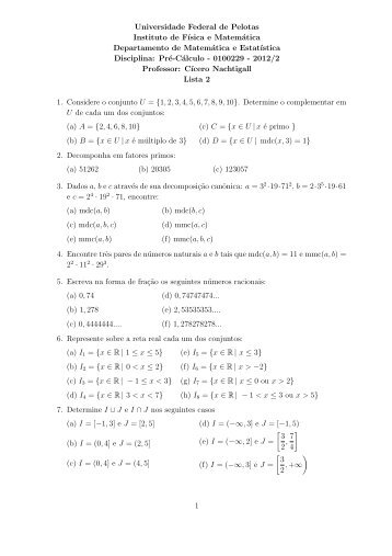 Lista 02 - Minerva.ufpel.tche.br - Universidade Federal de Pelotas