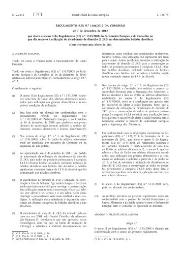 Regulamento (UE) n.o 1166/2012 da Comissão, de 7 de ... - EUR-Lex