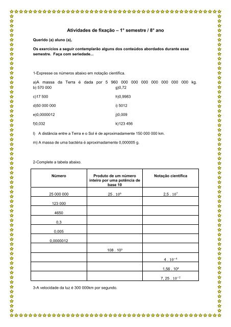 CORREÇÃO DA ATIVIDADE DE NOTAÇÃO CIENTÍFICA 