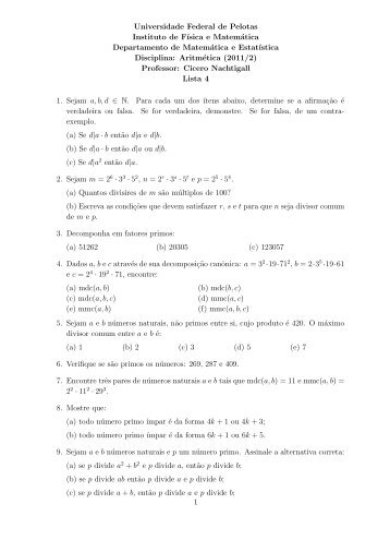 Lista 04 - Minerva.ufpel.tche.br - Universidade Federal de Pelotas