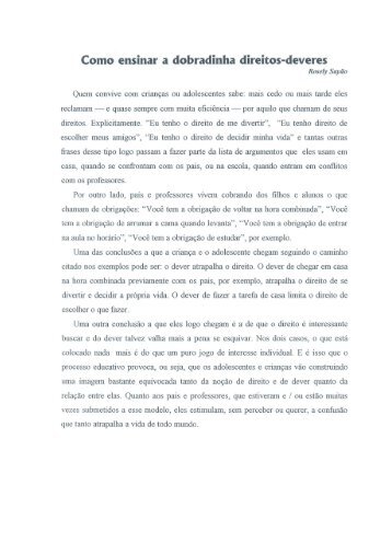 Como ensinar a dobradinha direitos-deveres