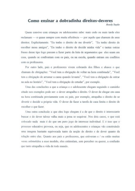 Como ensinar a dobradinha direitos-deveres