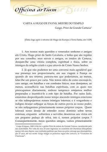 carta a hugo de payns, mestre do templo - Officina arTium