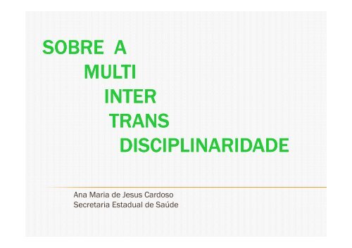 interdisciplinaridade Ana Maria de Jesus Cardoso - Secretaria de ...