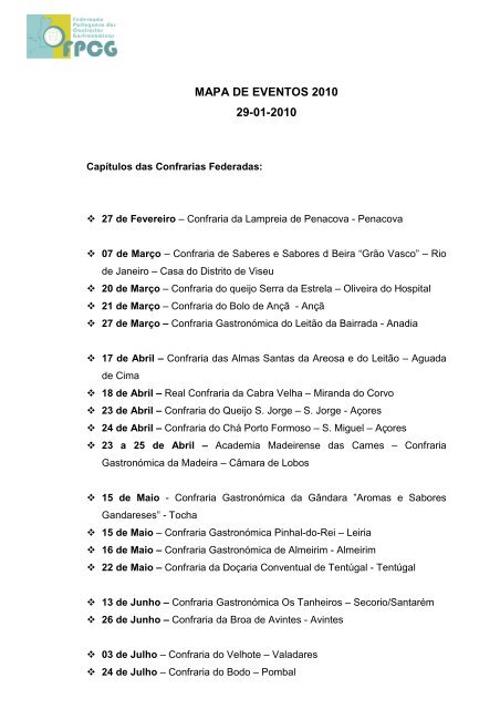 MAPA DE EVENTOS 2010 29-01-2010 - Confraria Gastronómica do ...