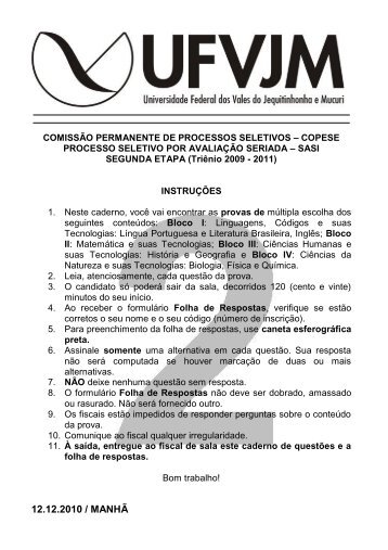 Triênio 2009-2011 - Copese - UFVJM