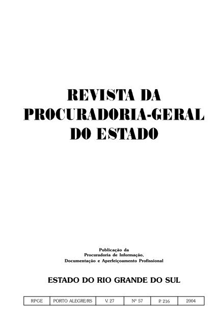 Revista Pge N 57 Procuradoria Geral Do Estado Do Rs