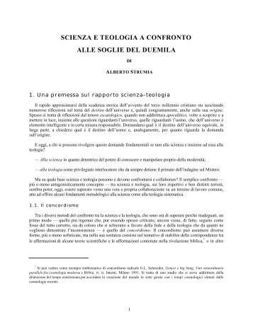 scienza e teologia a confronto alle soglie del duemila - Alberto Strumia