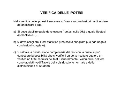 Test t di Student - Biostatistica.unich.it