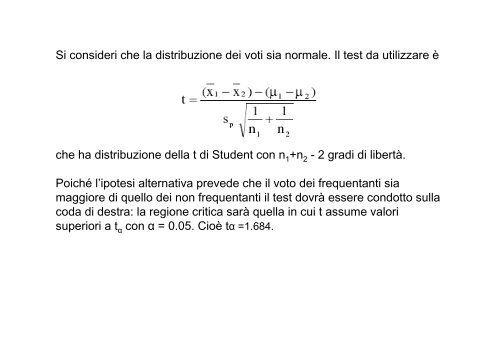 Test t di Student - Biostatistica.unich.it