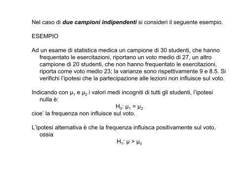 Test t di Student - Biostatistica.unich.it