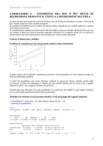 LABORATORIO 6 – CONFRONTO TRA DUE O PIU' RETTE DI ...