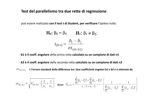 TEST DEL PARALLELISMO CONFRONTO TRA DUE RETTE DI ...