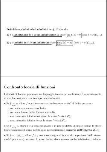 Confronto locale, infiniti e infinitesimi - slides