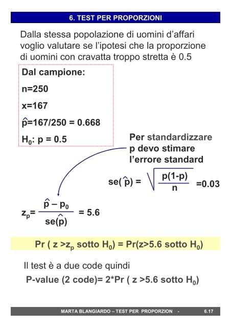 5. Test per proporzioni: confronto tra campioni e ... - statistica.it