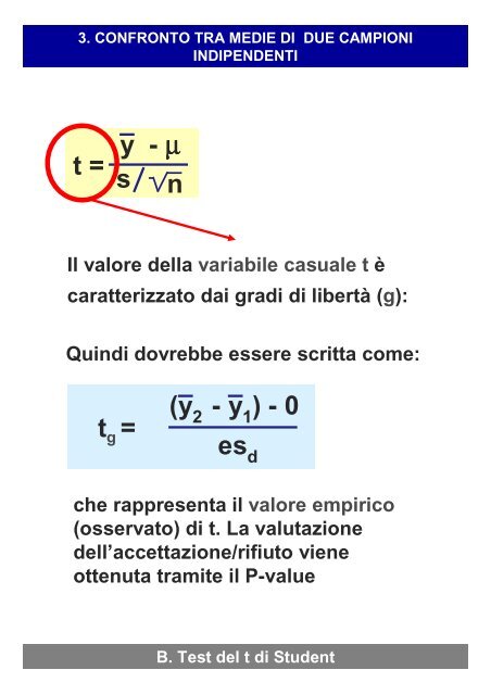 3. Confronto tra medie di due campioni indipendenti o ... - statistica.it