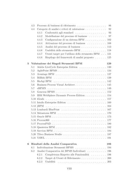 Una metodologia di analisi e confronto per strumenti BPM