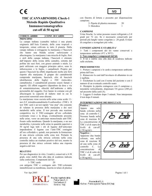 THC Cannabinoidi nelle urine