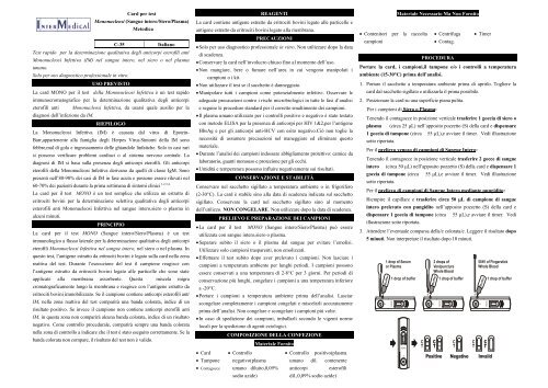 Card per test Mononucleosi (Sangue intero/Siero ... - Intermedical.it