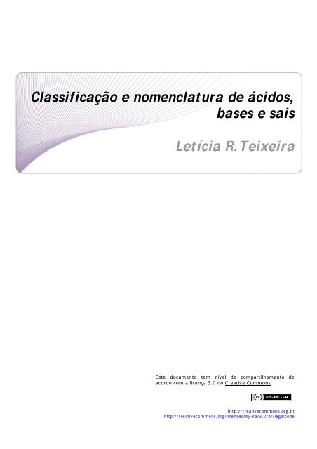 Classificação e nomenclatura de ácidos, bases e ... - CCEAD PUC-Rio