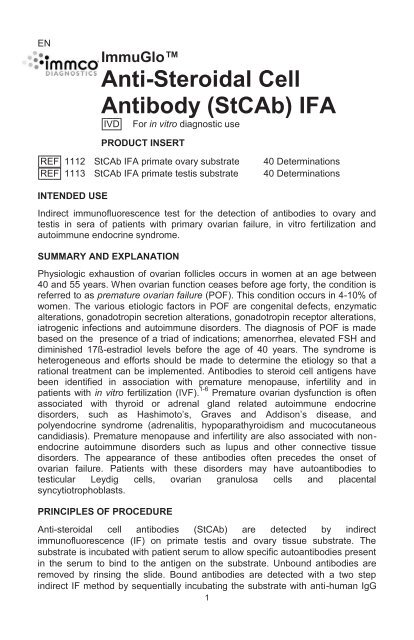 Anti-Steroidal Cell Antibody (StCAb) IFA - IMMCO Diagnostics