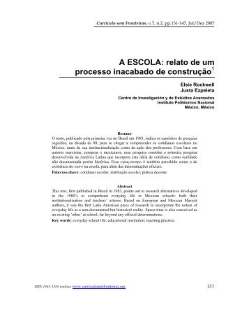 relato de um processo inacabado de construção - Currículo sem ...