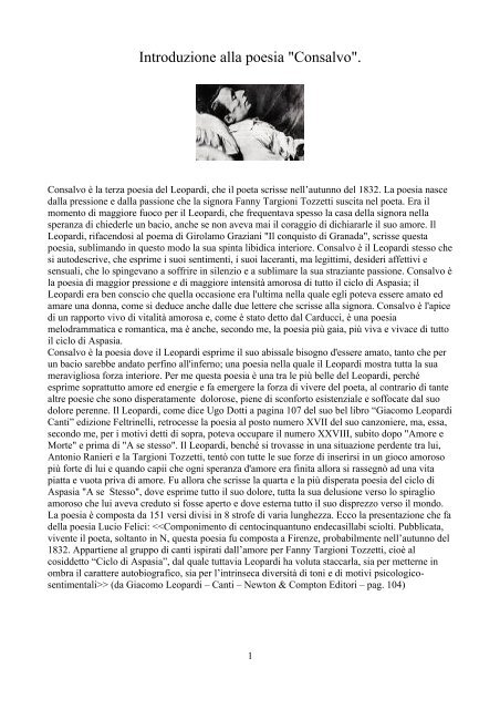 Introduzione alla poesia "Consalvo". - Biagio Carrubba