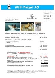 Preisliste CAP 520 - Wirth Freizeit AG, Arbon