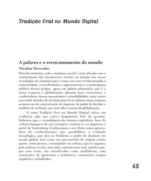 História Falada - Memória, Rede e Mudança Social - Imprensa Oficial