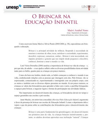 o Brincar na educação infantil - Acervo Digital da Unesp