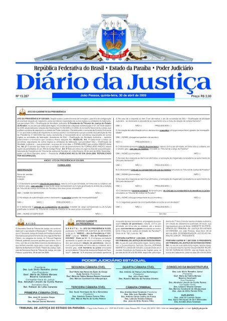 Diário da Justiça - Tribunal de Justiça da Paraíba