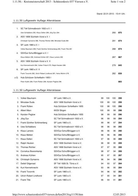 Seite 1 von 2 1.11.50; - Kreismeisterschaft 2013  - Schützenkreis 037 ...