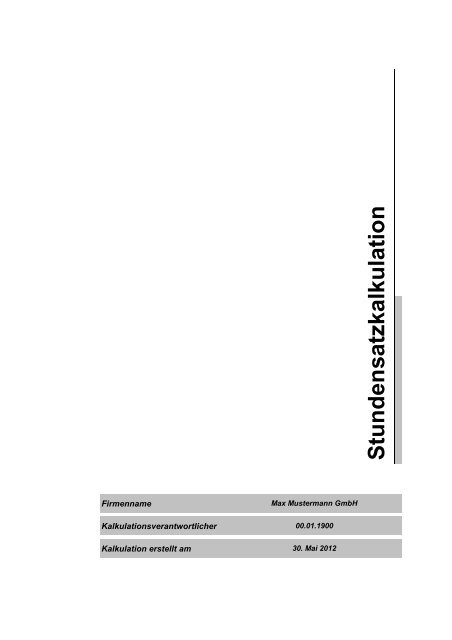 Musterauswertung Stundensatzkalkulation - Atikon