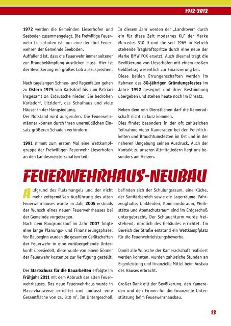 Festschrift 100 Jahre FF Lieserhofen