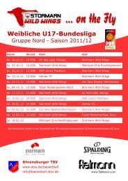 Flyer Spielplan Wild Wings - Ahrensburger TSV von 1874 e. V.