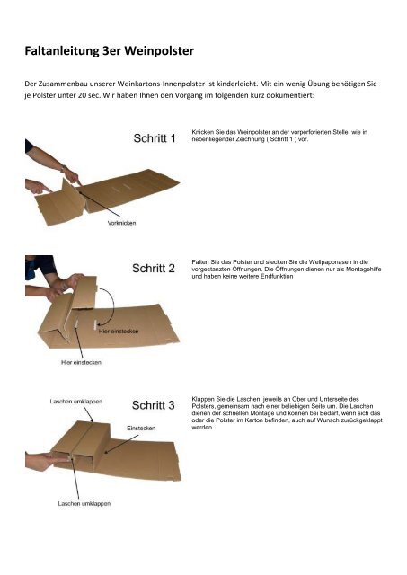Faltanleitung 3er Weinpolster