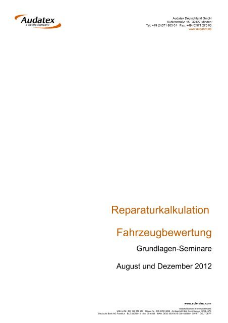 Audanet Reparaturkalkulation Fahrzeugbewertung - Audatex